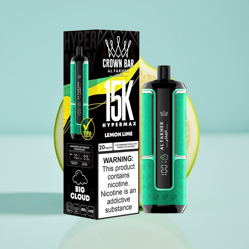 Al Fakher Crown Bar 15K Hypermax 22ml 600mAh DTL Disposabelne Vape Kit Lemon Lime