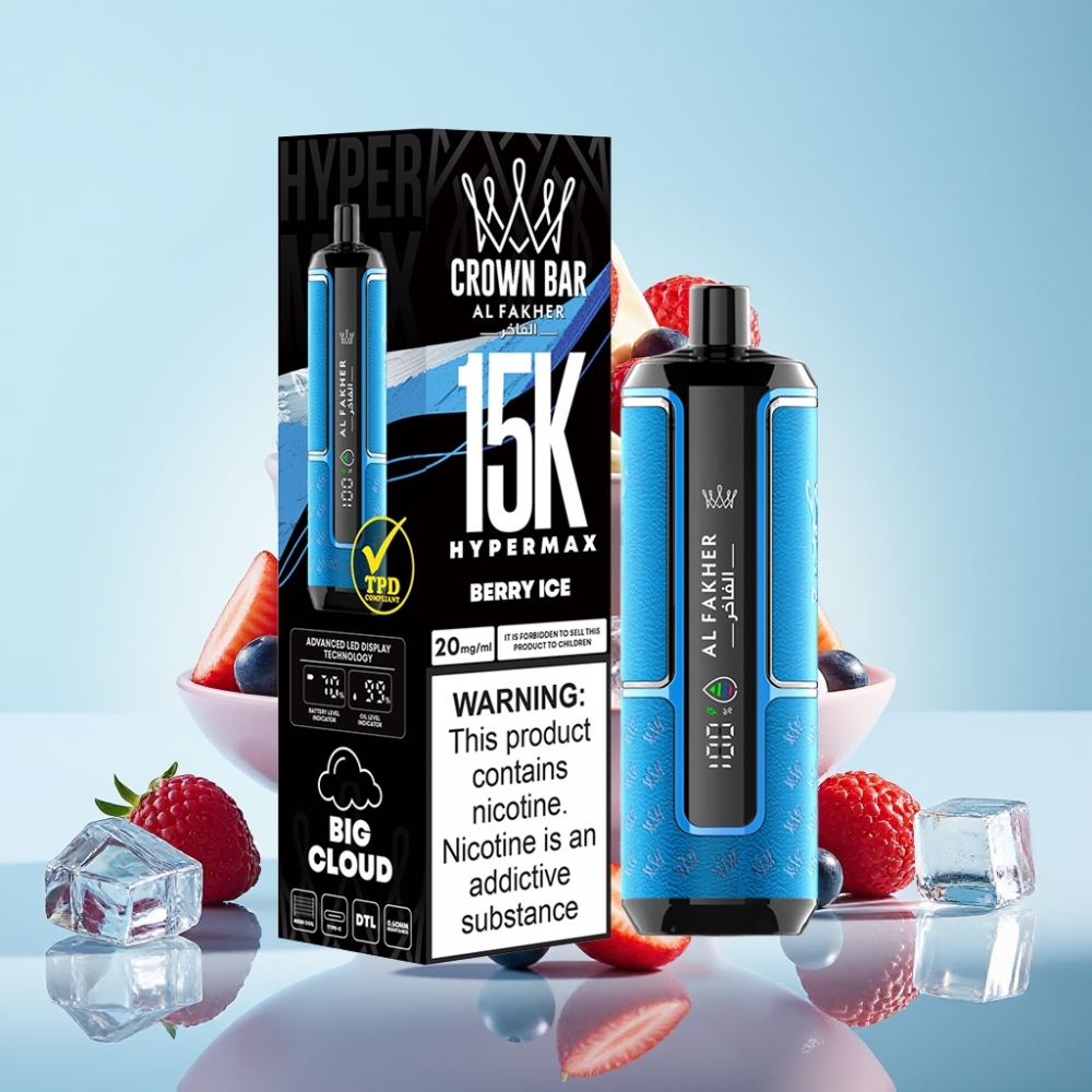 Al Fakher Crown Bar 15K Hypermax 22ml 600mAh DTL Disposable Vape Kit Berry Ice