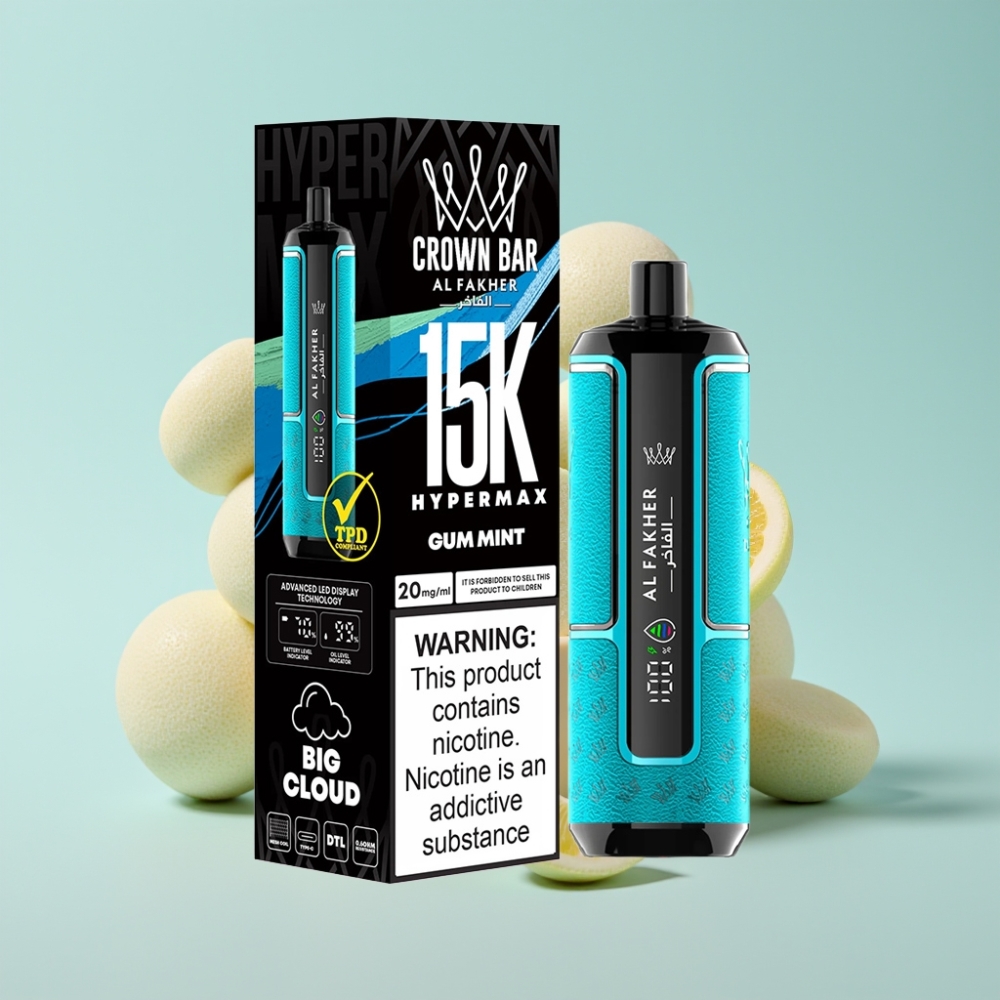 Al Fakher Crown Bar 15K Hypermax 22ml 600mAh DTL Disposable Vape Kit Gum Mint
