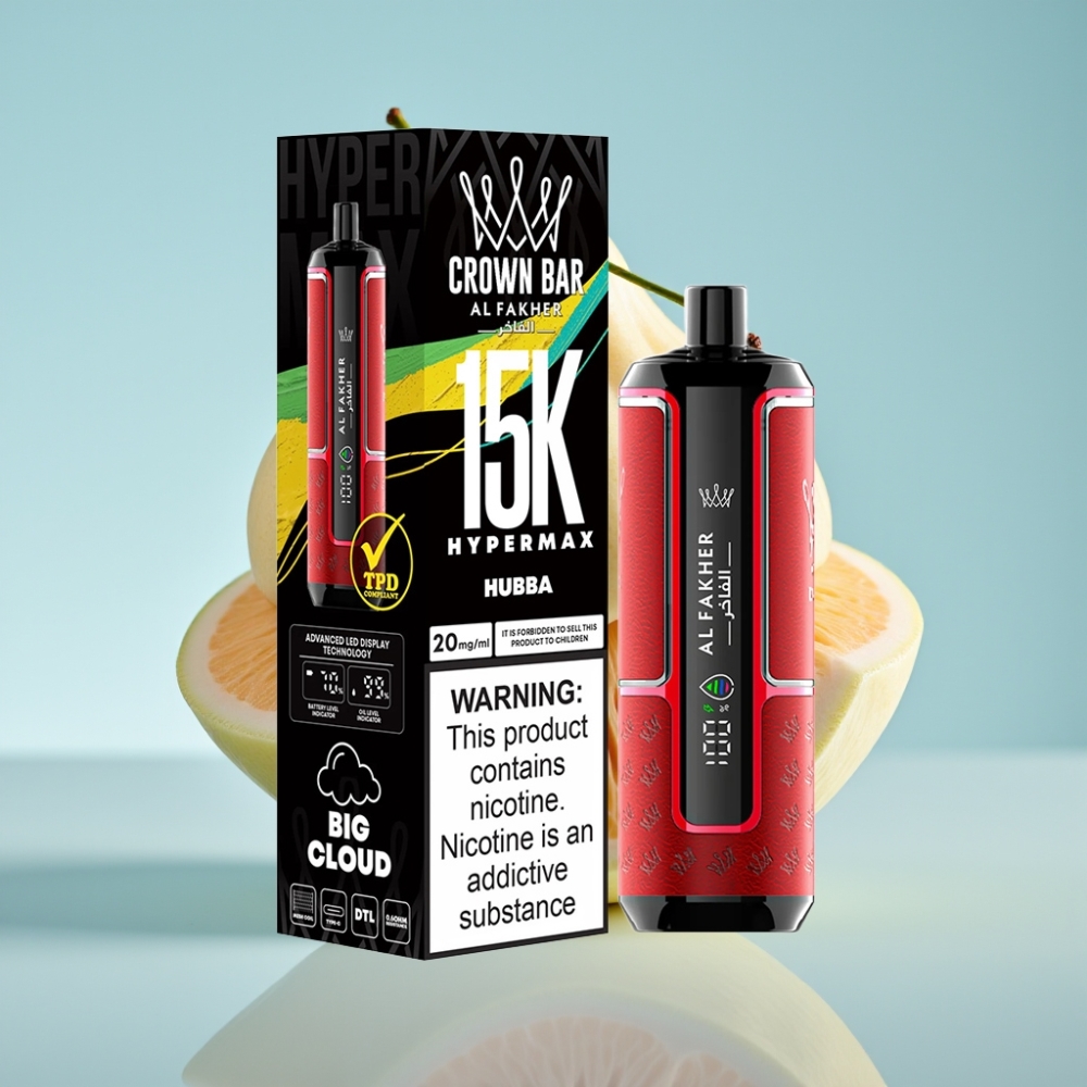 Al Fakher Crown Bar 15K Hypermax 22ml 600mAh DTL Disposable Vape Kit Hubba