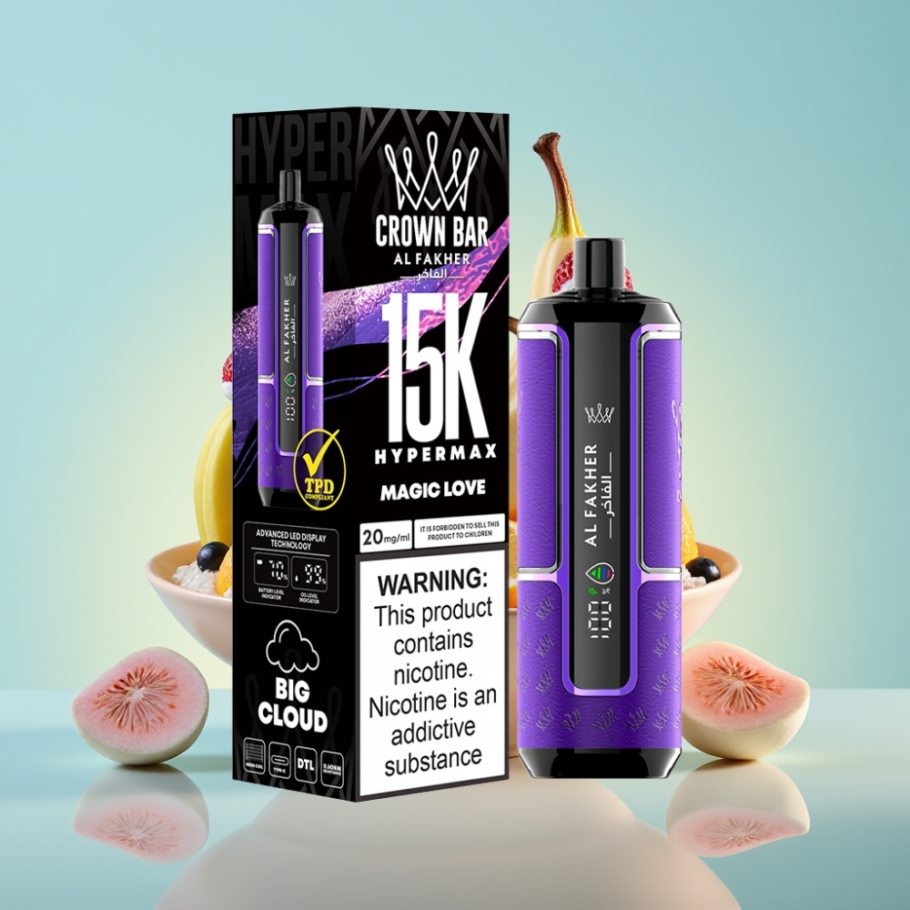 Al Fakher Crown Bar 15K Hypermax 22ml 600mAh DTL Disposable Vape Kit Maagiline armastus