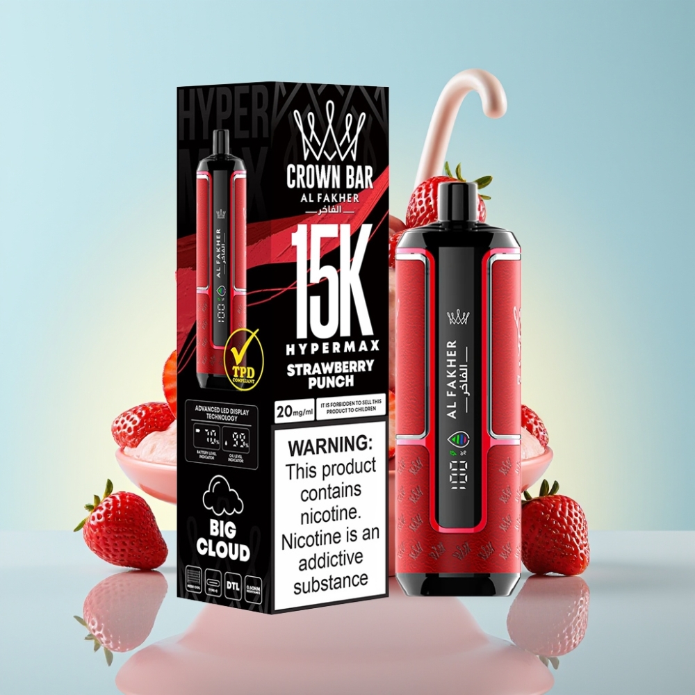 Al Fakher Crown Bar 15K Hypermax 22ml 6mg DTL Vape Kit Maasikapunch