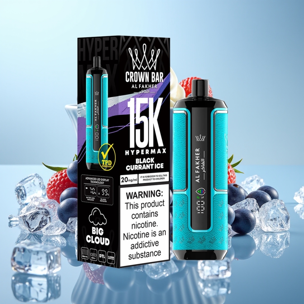 Al Fakher Crown Bar 15K Hypermax 22ml 6mg Mustikas-Jää Disposable Vape Kit