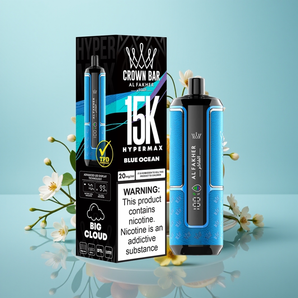 Al Fakher Crown Bar 15K Hypermax Käesolev Vape Komplekt Sinine Ookean 22ml 600mAh