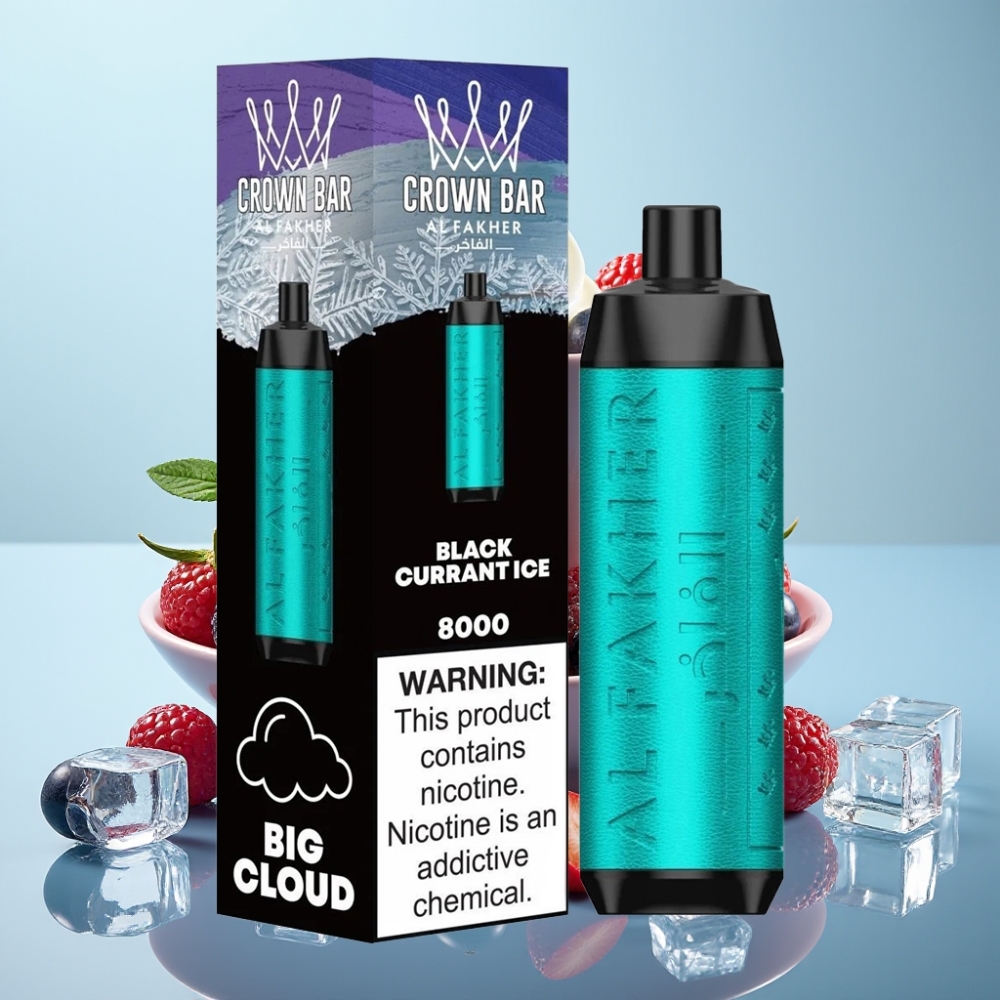 Al Fakher Crown Bar 8000 Crystal Ühekordne Vape 18ml 5mg Mustsõstar-Jää