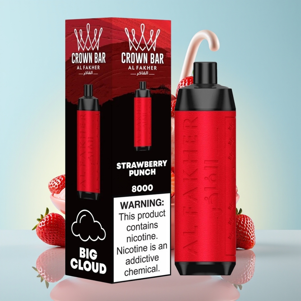 Al Fakher Crown Bar 8000 Crystal Ühekordne Vape 18ml 5mg Nikotiini 600mah Maasikapunš