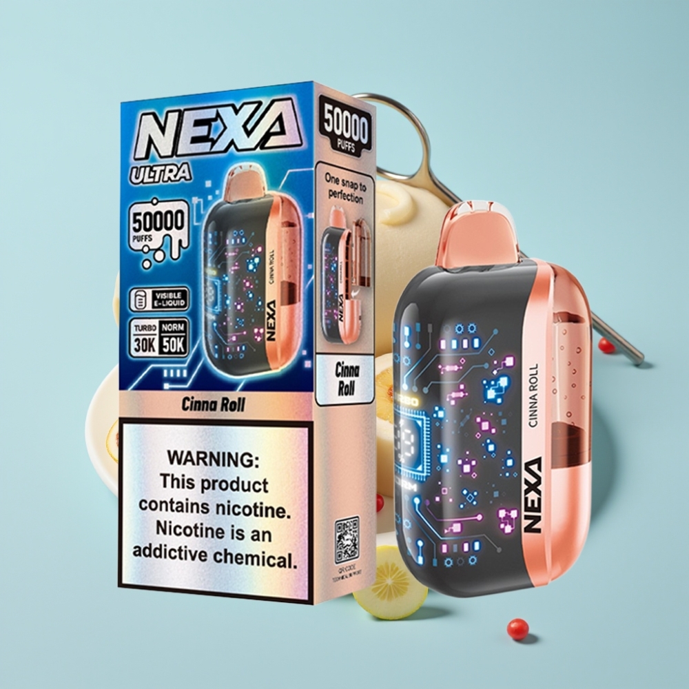 NEXA Ultra 50K 20ml 5% Nikotiini Disposable Vape Cinna Roll