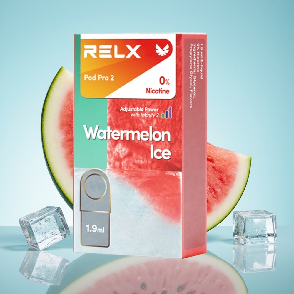 RELX Pod Pro 2 0% Nikotiini 600 Suutsu 1.9ml Vesimeloni Jää