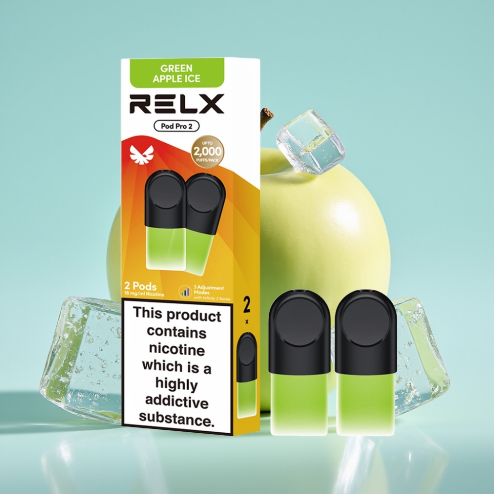 RELX Pod Pro 2 1.8% Roheline õun jää 1.9ml 3 pinge režiimi