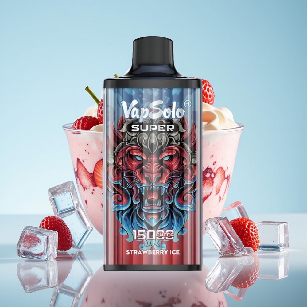 Vapsolo Super 15000 sõõmuga 40ml 50mg/ml Maasik-Jää