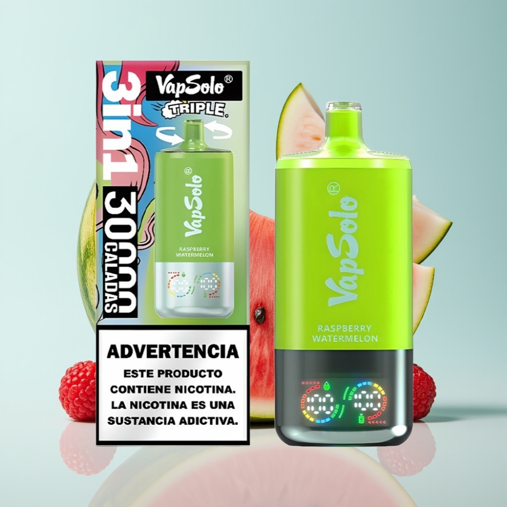 VapSolo Triple 30000 Söögid 40ml 20/50mg/ml Vaarikas-Arbuus