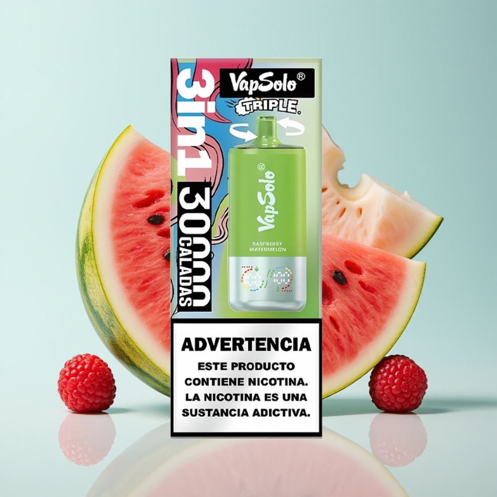 VapSolo Triple 30000 Söögid 40ml 20/50mg/ml Vaarikas-Arbuus