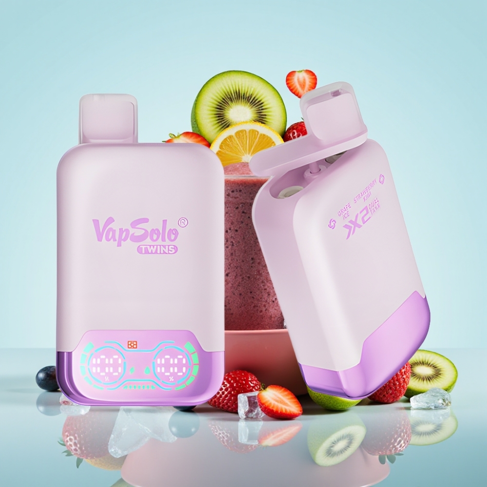 Vapsolo Twins 20000 Puffs 40ml 20mg/50mg Grape Ice & Strawberry Kiwi