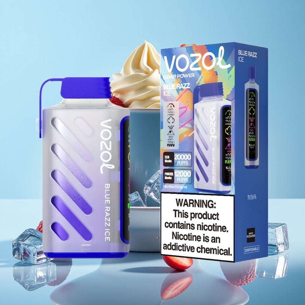 VOZOL Gear Power 20000 Puffs Dual Mesh Coil 20mL Blue Razz Ice