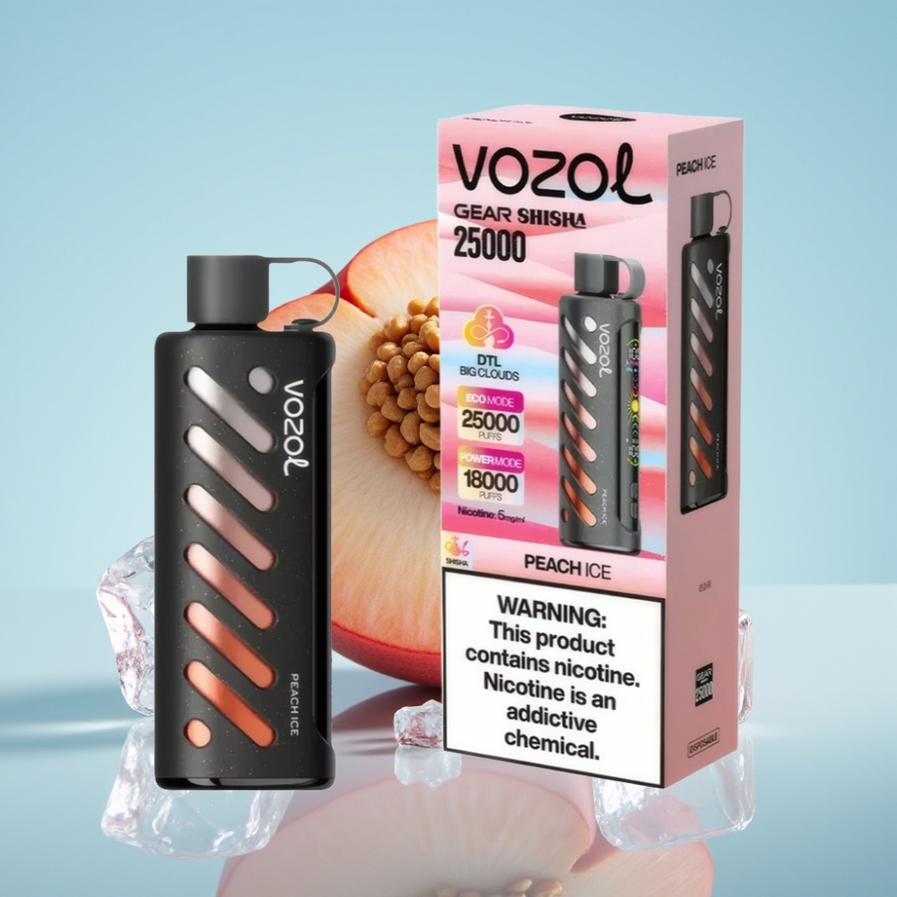 VOZOL Gear Shisha 25000 Puffs Dual Mesh 5mg/ml Peach Ice