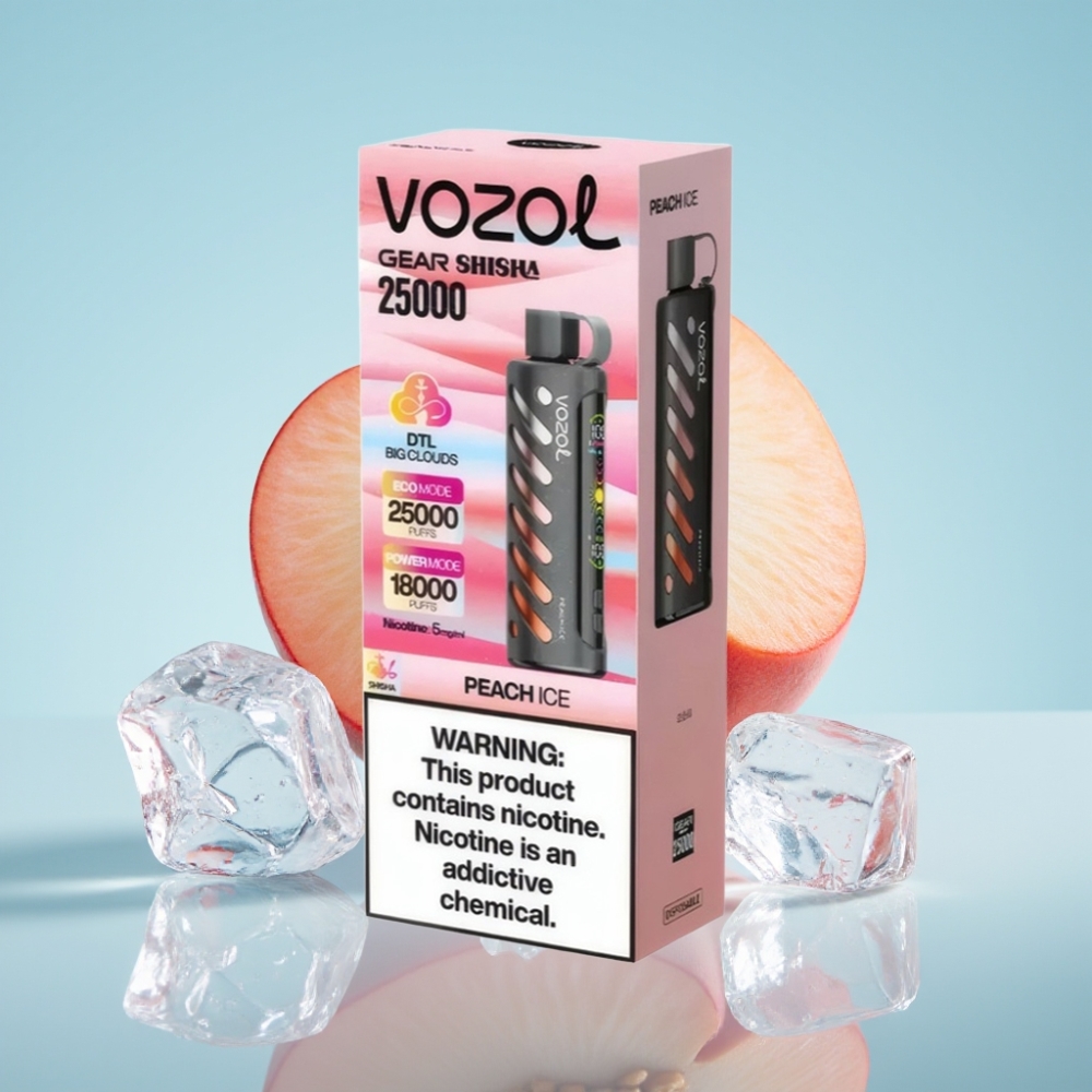 VOZOL Gear Shisha 25000 Puffs Dual Mesh 5mg/ml Peach Ice