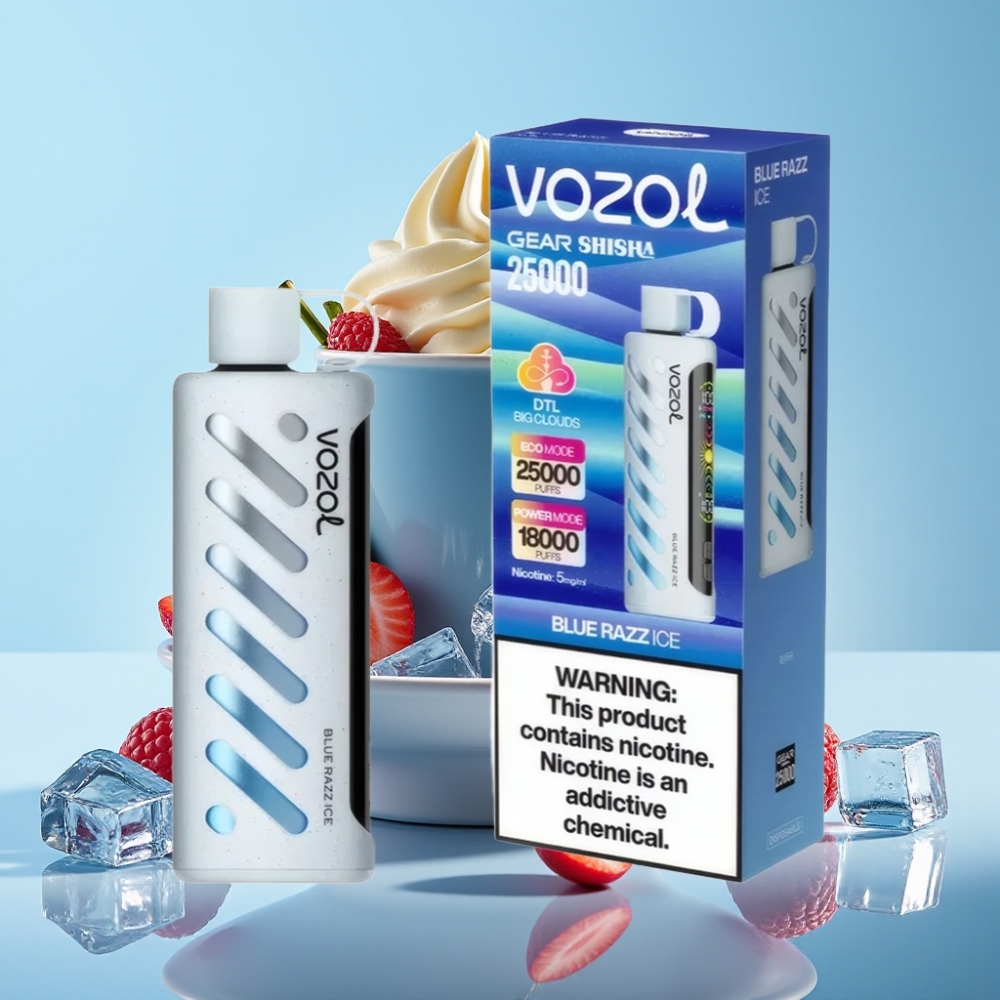 VOZOL Gear Shisha 25000 Sutsud Dual Mesh 1000mAh 5mg/ml Sinine Razz Jää