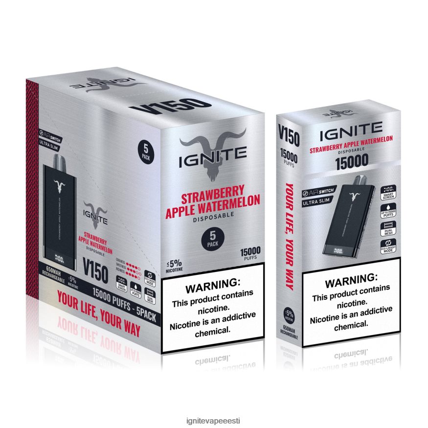 IGNITE Sales - IGNITE V150 vape pen 5-pakendis 0V8B6085 roheline õun