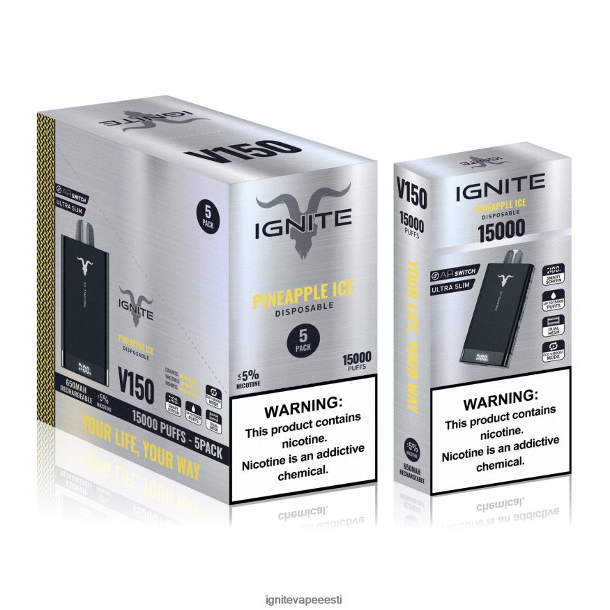 IGNITE Sales - IGNITE V150 vape pen 5-pakendis 0V8B6085 roheline õun