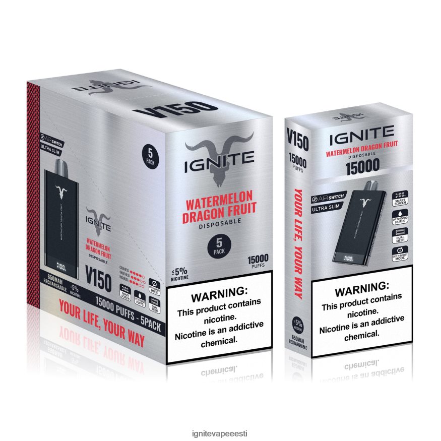 IGNITE Sales - IGNITE V150 vape pen 5-pakendis 0V8B6085 roheline õun