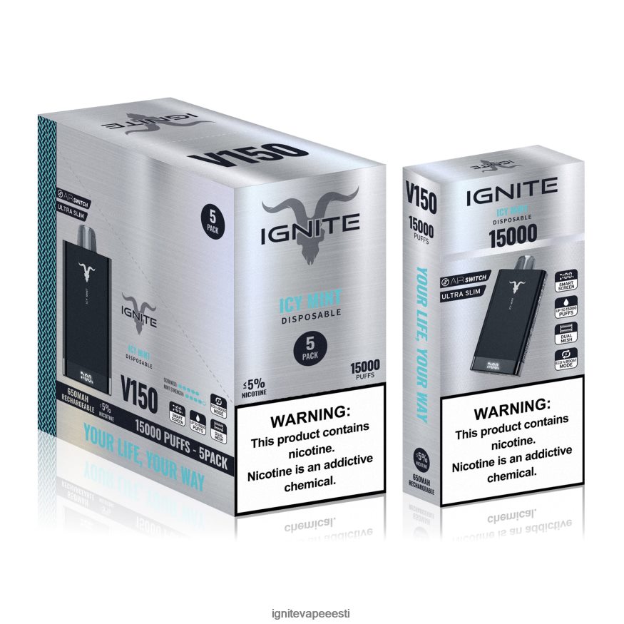 IGNITE Sales - IGNITE V150 vape pen 5-pakendis 0V8B6085 roheline õun
