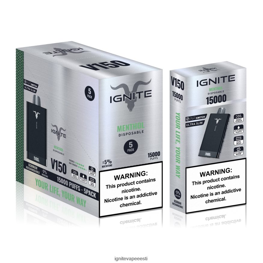 IGNITE Sales - IGNITE V150 vape pen 5-pakendis 0V8B6085 roheline õun