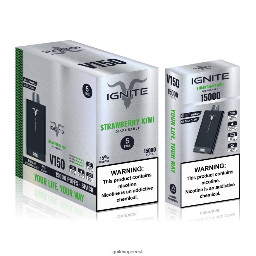 IGNITE Sales - IGNITE V150 vape pen 5-pakendis 0V8B6085 roheline õun