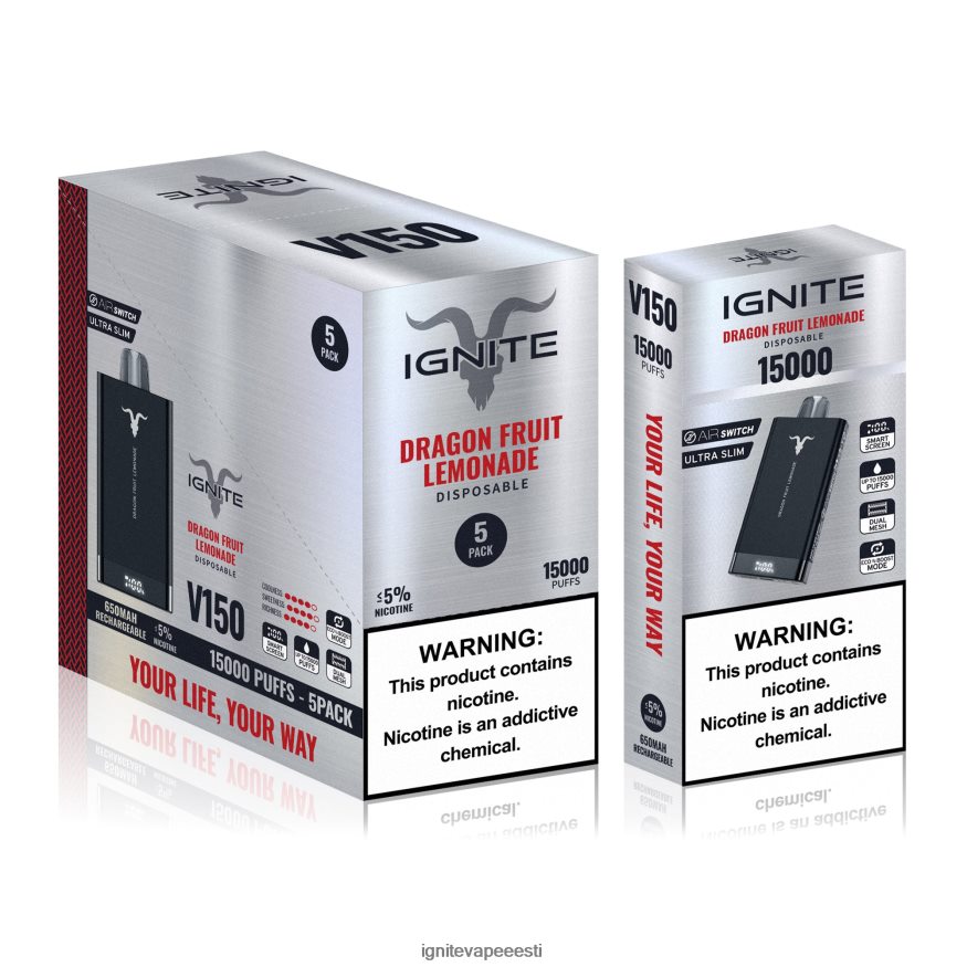 IGNITE Vape Tallinn - IGNITE V150 vape pen 5-pakendis 0V8B6092 maasika kiivi