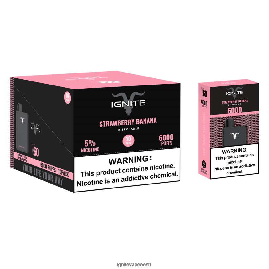 IGNITE Vape Flavours - IGNITE V60 vape pen 10 tk 0V8B6027 maasika banaan